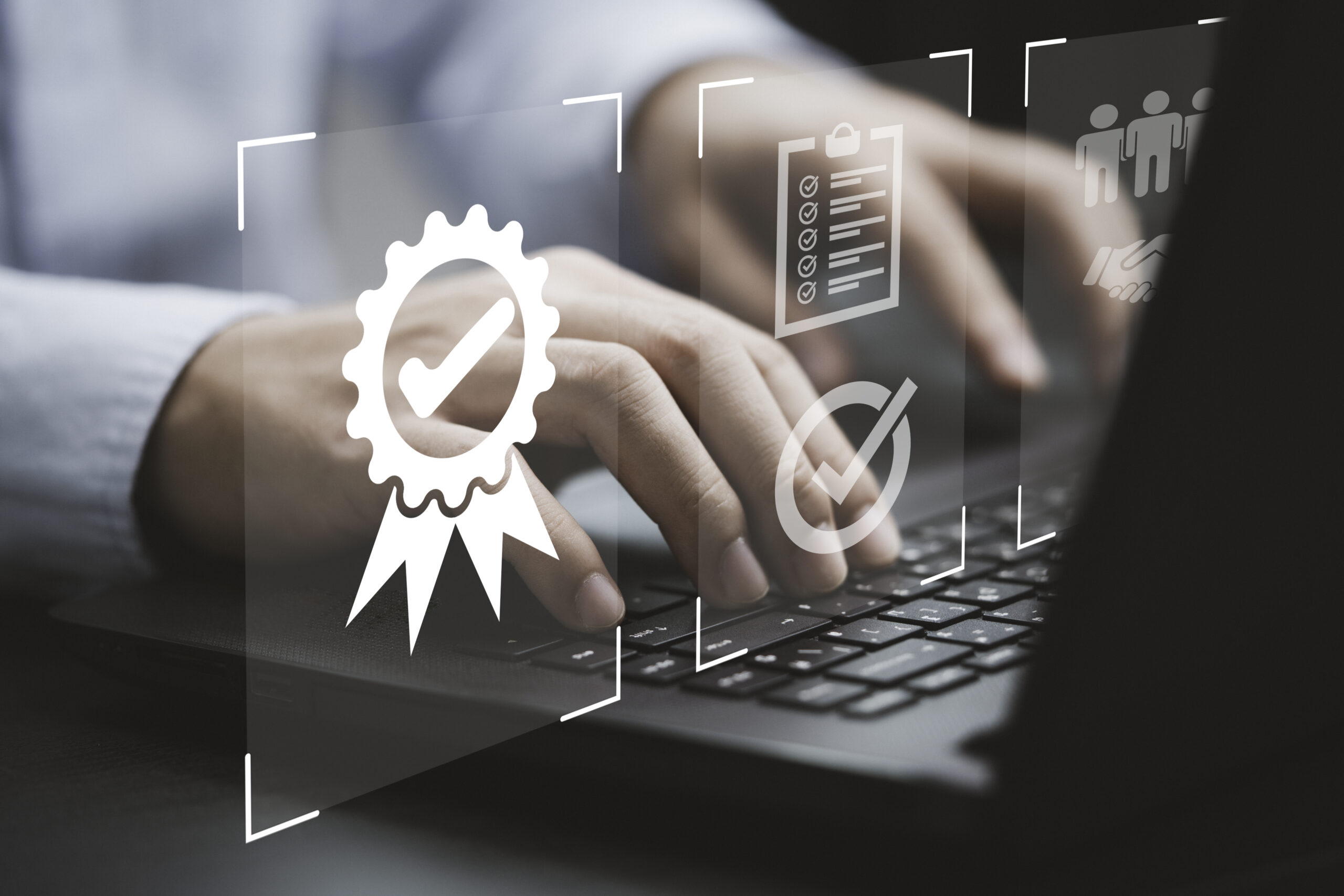 Why Sarbazo businessman using laptop computer with quality assurance document icon iso international standard organisation which related quality control continuous improvement concept scaled