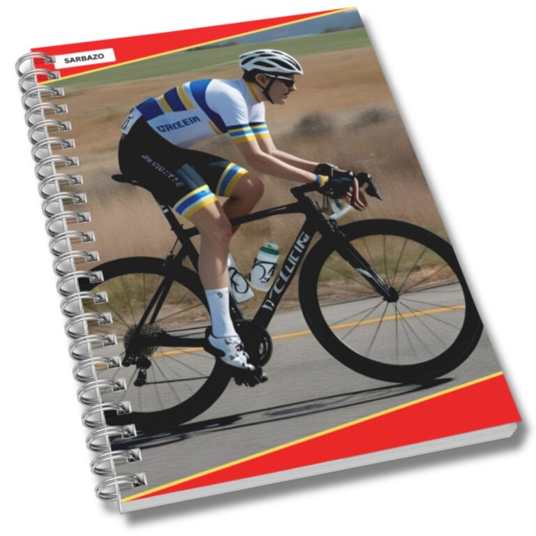Spiral Notebook showing a cyclist on its cover